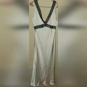 Blu Pepper Cream Chemise with Black Lace